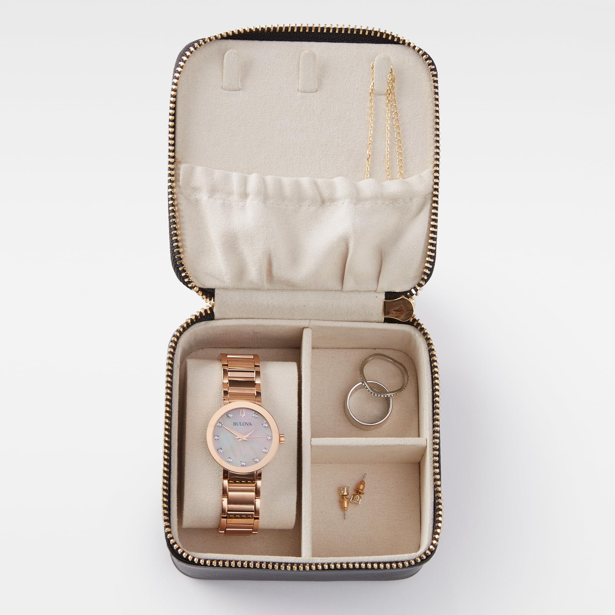 THINGS REMEMBERED THINGS REMEMBERED Engraved Black Leather Travel Jewelry Case with Charm (Free Customization)