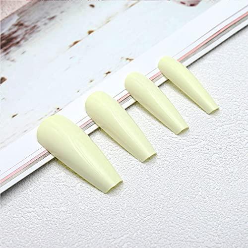 Blufly Blufly Glossy Press on Nails Long Square Coffin Fake Nails Acrylic False Nails Tips Ballerina Nails for Women and Girls (Blue) (Style C)