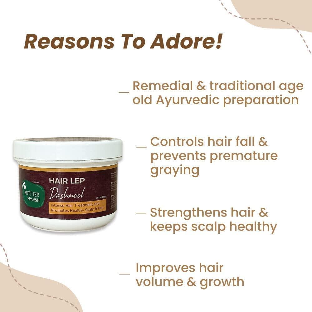 SEASOL Stearic Mother Sparsh Dashmool Hair lep, 100% ayurvedic with dashmoola and Curry Leaves, Control Hair Fall and Strengthen Roots with Powder Hair mask, 100gm