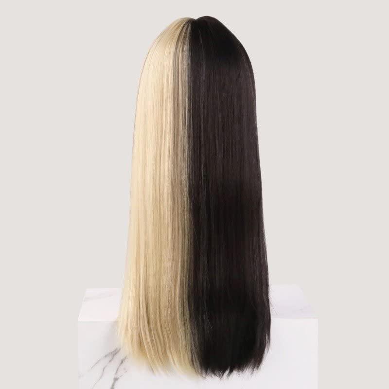 Appearanz Half Moon | Half Black And Half Blonde Synthetic Wig With Bangs