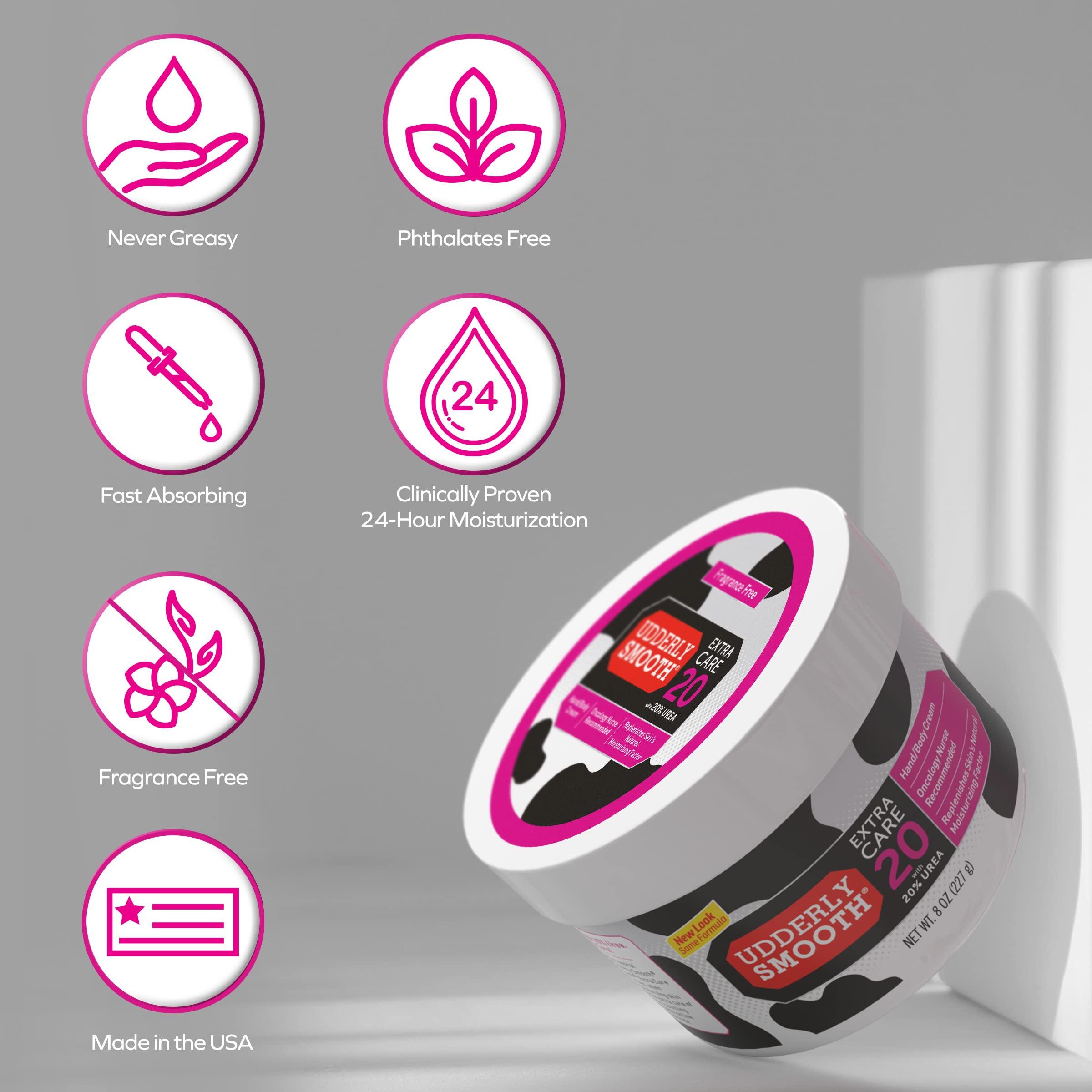 UDDERLY SMOOTH Udderly Smooth Extra Care Hand/Body Deep Moisturizing Cream with 20% Urea, Unscented, 8 Ounce