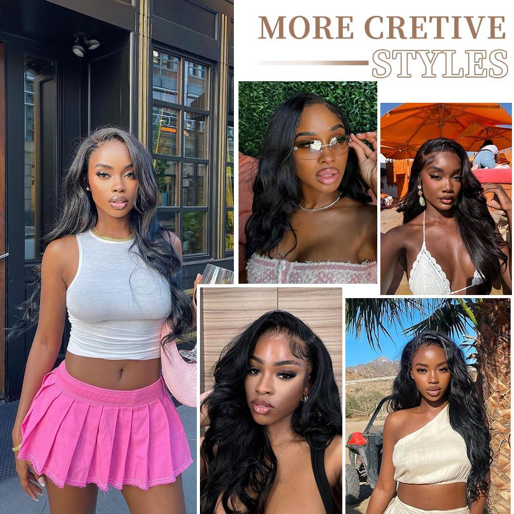 FULLYOUG 12A Body Wave Bundles Human hair 18 20 22 Inch Human Hair Bundles 3 Bundels Human Hair 100% Brazilian Bundles Human Hair Natural Black Quick Weave Bundels Human Hair Real Hair Extensions for Women