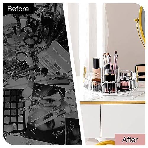 Weidace Weidace 360 Rotating Makeup Organizer, Large Capacity Perfume Organizer for Dresser, Bathroom Counter Organizer with Makeup Brush Holder, Fits Vanity, Bedroom, Bathroom Countertop (1 Tier, White)