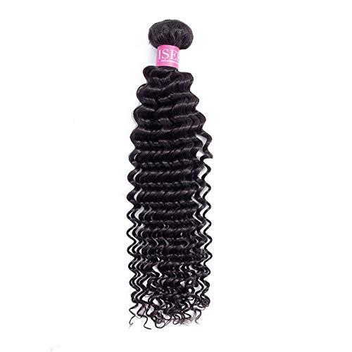ISEE ISEE Hair 8A Grade Brazilian Deep Wave Virgin Hair Brazilian Curly Human Hair Weave 3 Bundles With 4"x4" Lace Closure Unprocessed Natural Human Hair Extensions (121416&10closure)