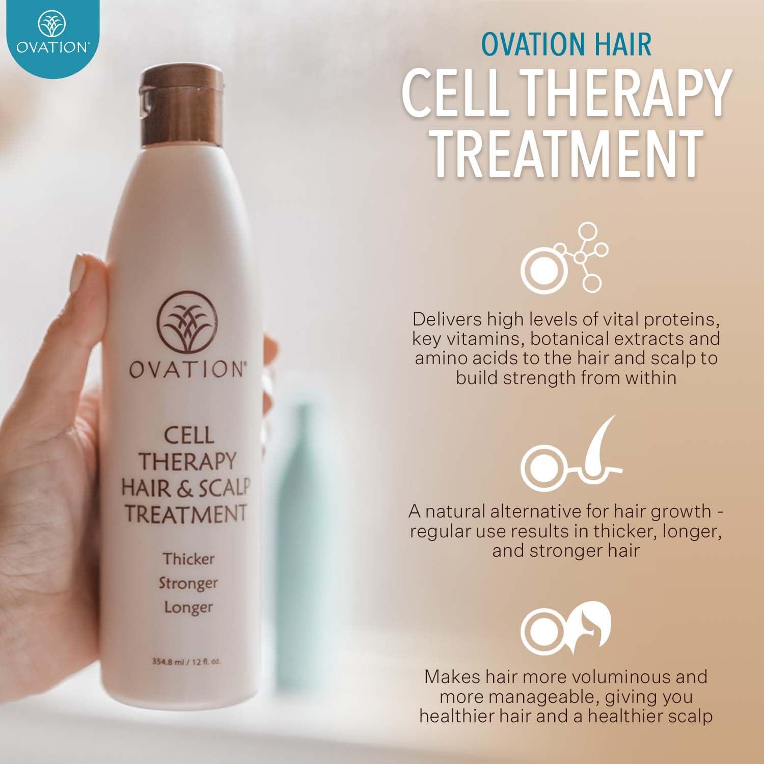 Ovation Hair Ovation Hair Volumizing 3-Step Bundle for Fine Hair - with Volume Shampoo and Conditioner, Cell Therapy Hair Growth & Healthy Scalp Treatment - Add Weightless Volume, Bounce & Fullness