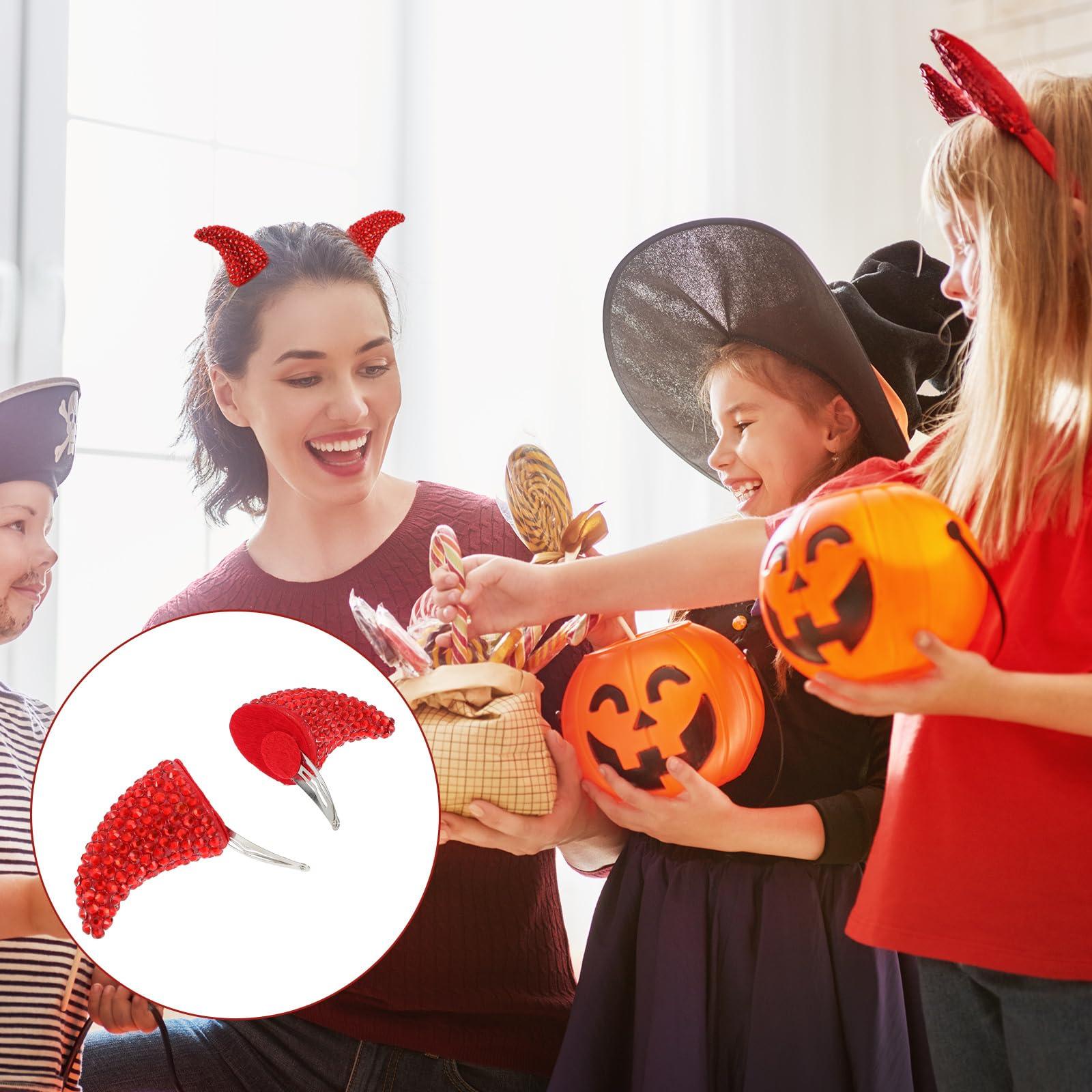 Healvian Healvian Halloween Devil Horns Hair Clip, Hair Clips Devil Halloween Head Prop,Halloween Red Horn Hairpins,Vampire Devil Headdress Halloween Dress Up Cosplay Costume