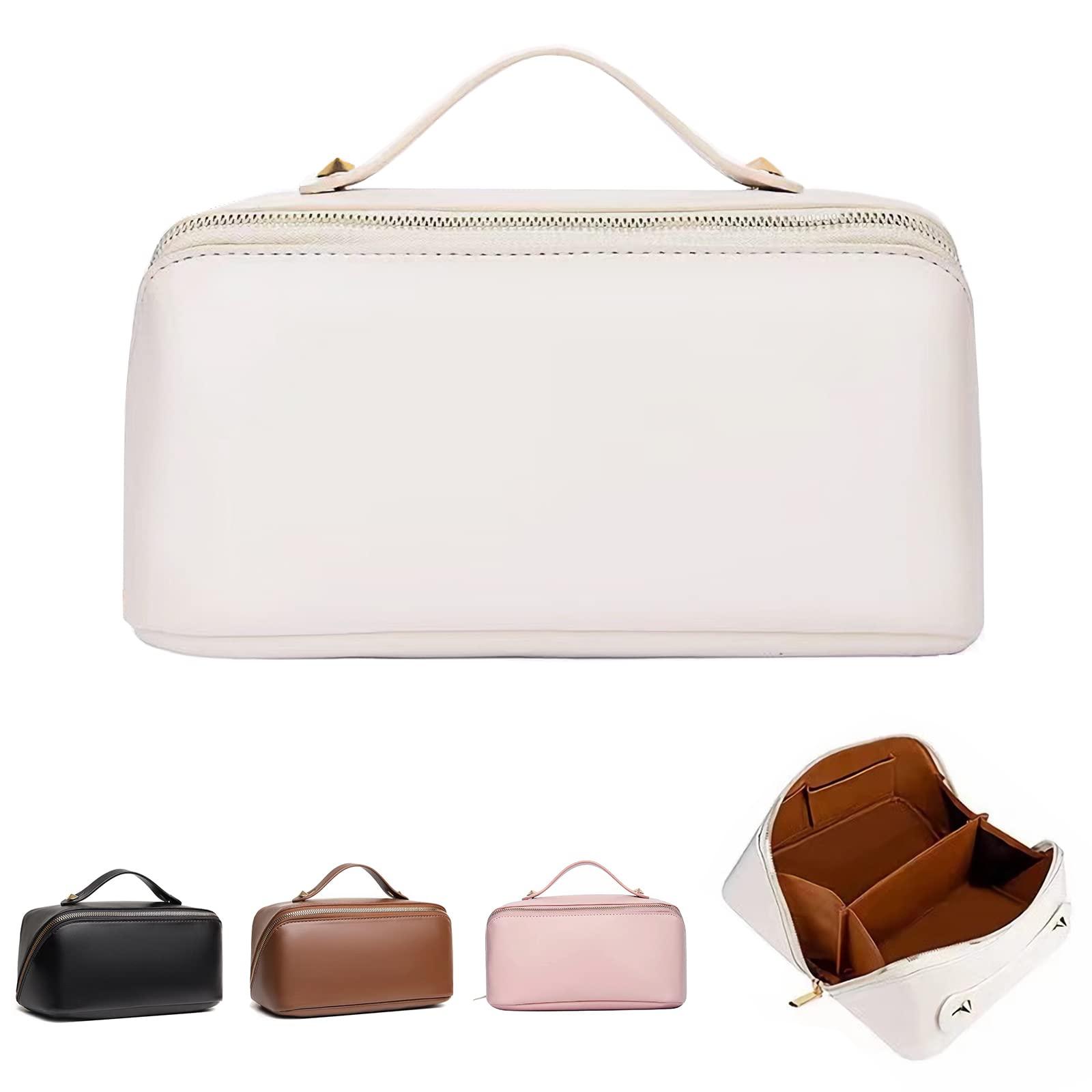 EMPIRIA EMPIRIA Makeup Bag,Empira Premium Everything Cosmetic Bag,Waterproof Large Capacity Travel Cosmetic Bag,Leather Travel Makeup Organizer Bag with Compartments and Handle,Toiletry Make Up Bag for Woman.