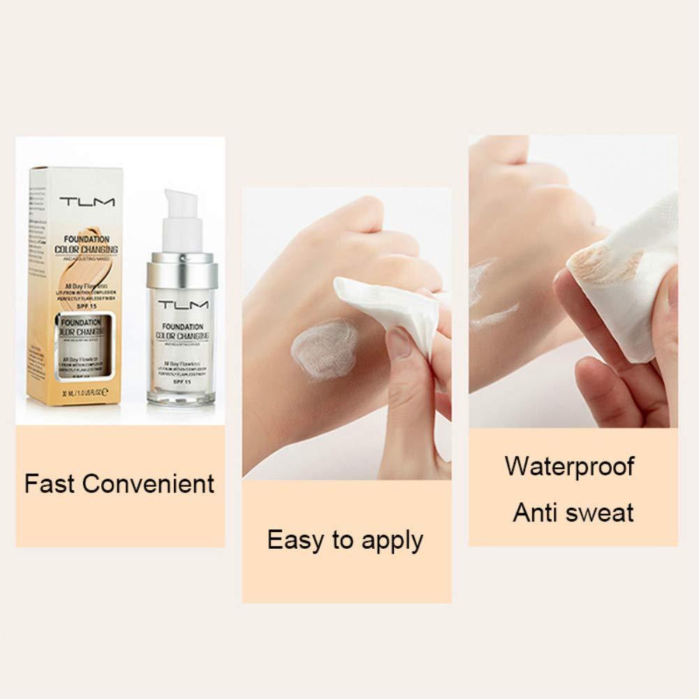 ELAIMEI 30ml TLM Flawless Color Changing Liquid Foundation Makeup Change To Your Skin Tone By Just Blending
