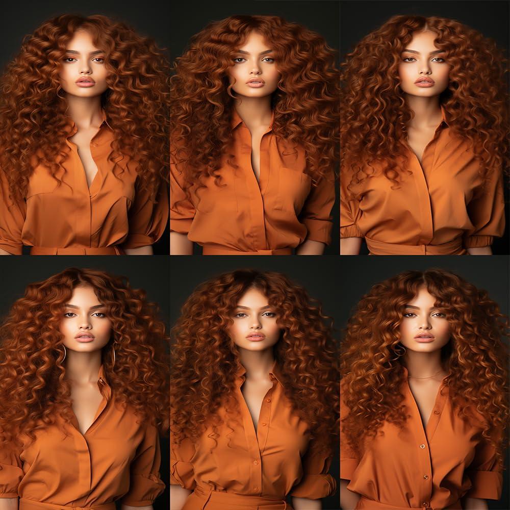 Yuksoocosh Color #30 Bundles Human Hair Brown Kinky Curly Bundles Light Brown Curly Hair Bundles 16 18 20 inch Double Weft Brazilian Remy Hair Extensions Wet and Wavy Bundles Silky Soft for Black Women