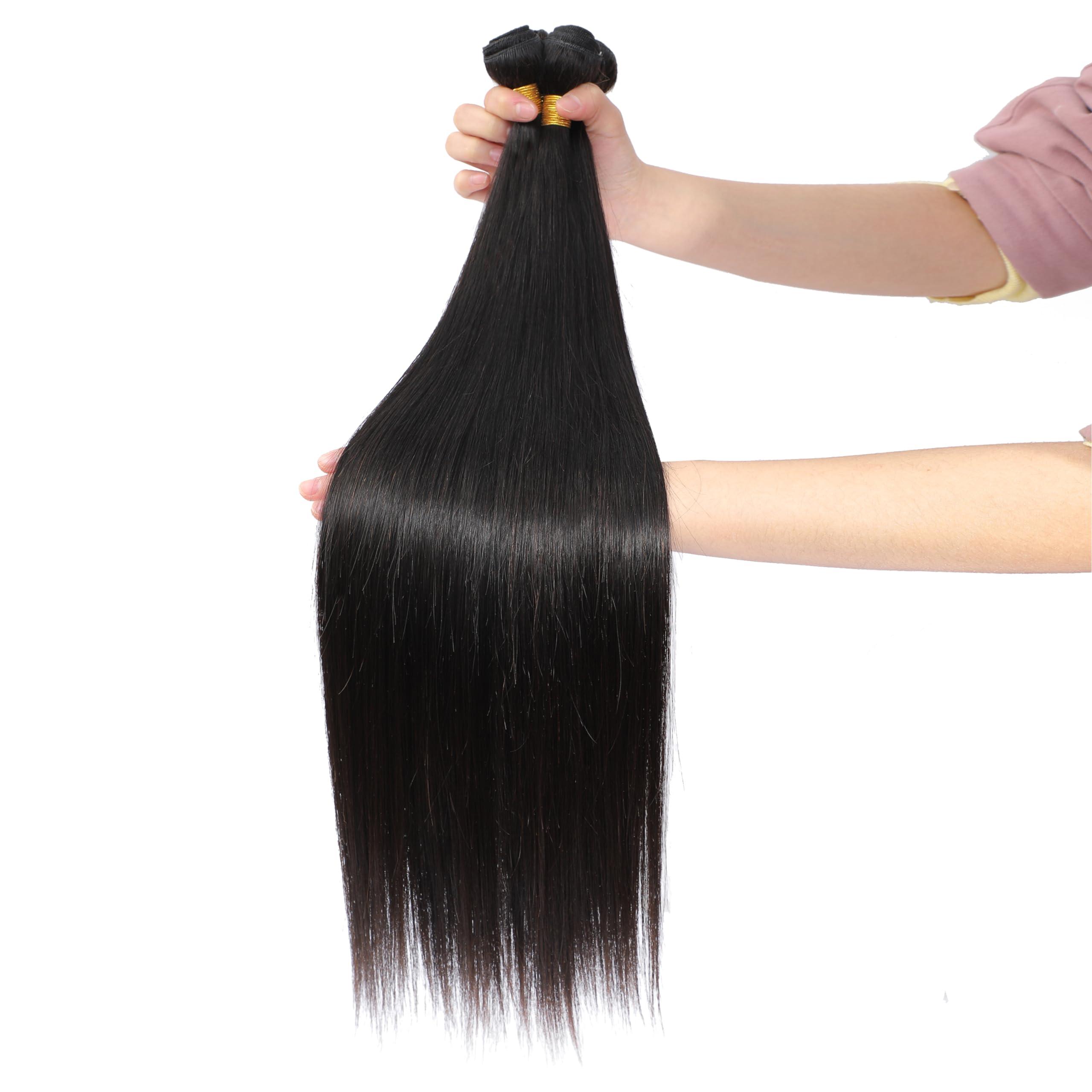 FASHION VILA FASHION VILA Brazilian Virgin Straight Hair One Bundles 16 Inch 100% Unprocessed Virgin Remy Hair Straight Human Hair Bundles Natural Black Bundles Weave Hair Extensions For Black Women