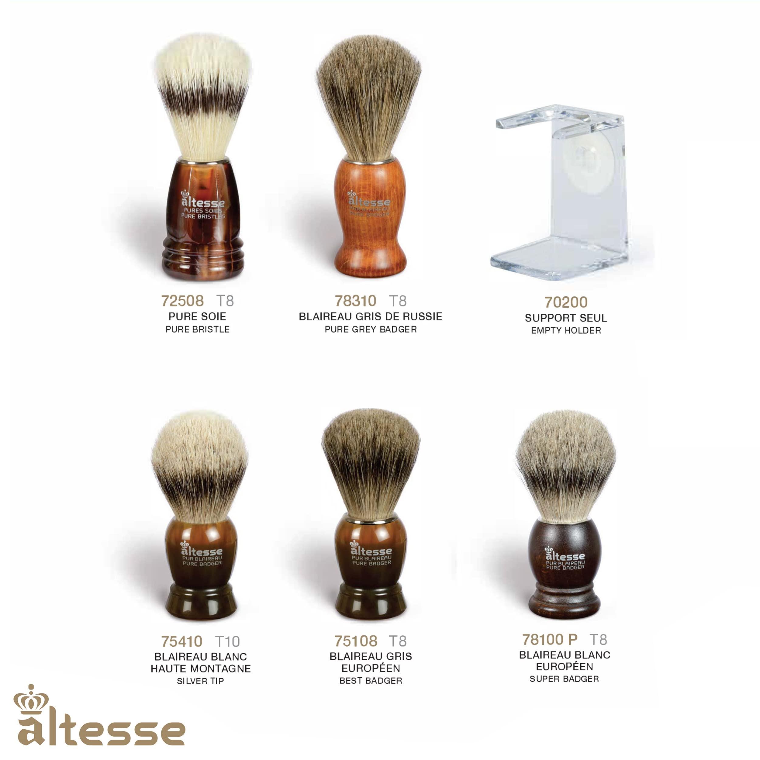 Altesse Altesse 78310 Russian Grey Badger Shaving Brush for Shave Cream, Shaving Soap, Shaving Cream Foam and Lather for Wet Shave With Shaving Razor, Safety Razor, and Straight Razor. Made in France