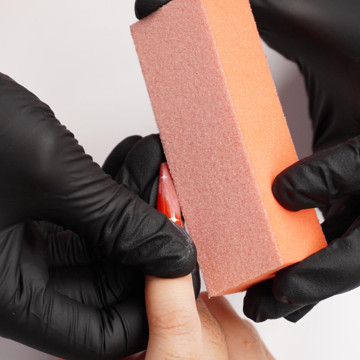 TP PLASTIC TP Plastic 3-Way Nail Buffer Block 80/80/100 Grit Orange Buffing Block for Acrylic, Gel, and Natural Nails Manicure & Pedicure Tool Set (5 Pieces, 3.5\" Long)