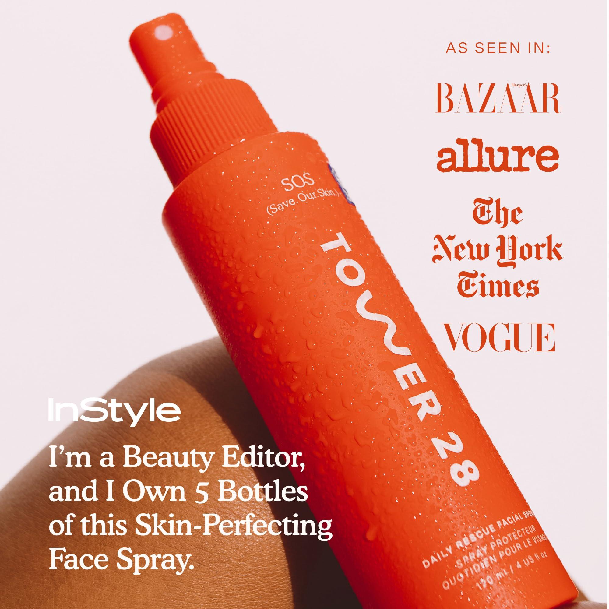 Tower 28 Tower 28 SOS Daily Rescue Facial Spray for Sensitive Skin, Hypochlorous Acid Spray Helps Reduce Redness and Breakouts, Full Size Toner for Face, 4 FL Oz