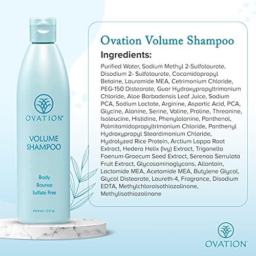 Ovation Hair Ovation Hair Volume Shampoo - For Voluminous, Bouncy Hair - 12 oz - Gentle Cleansing and Helps Removes Excess Hair Oil - For Fine, Thin Hair - With Fenugreek, Aloe Vera, Saw Palmetto