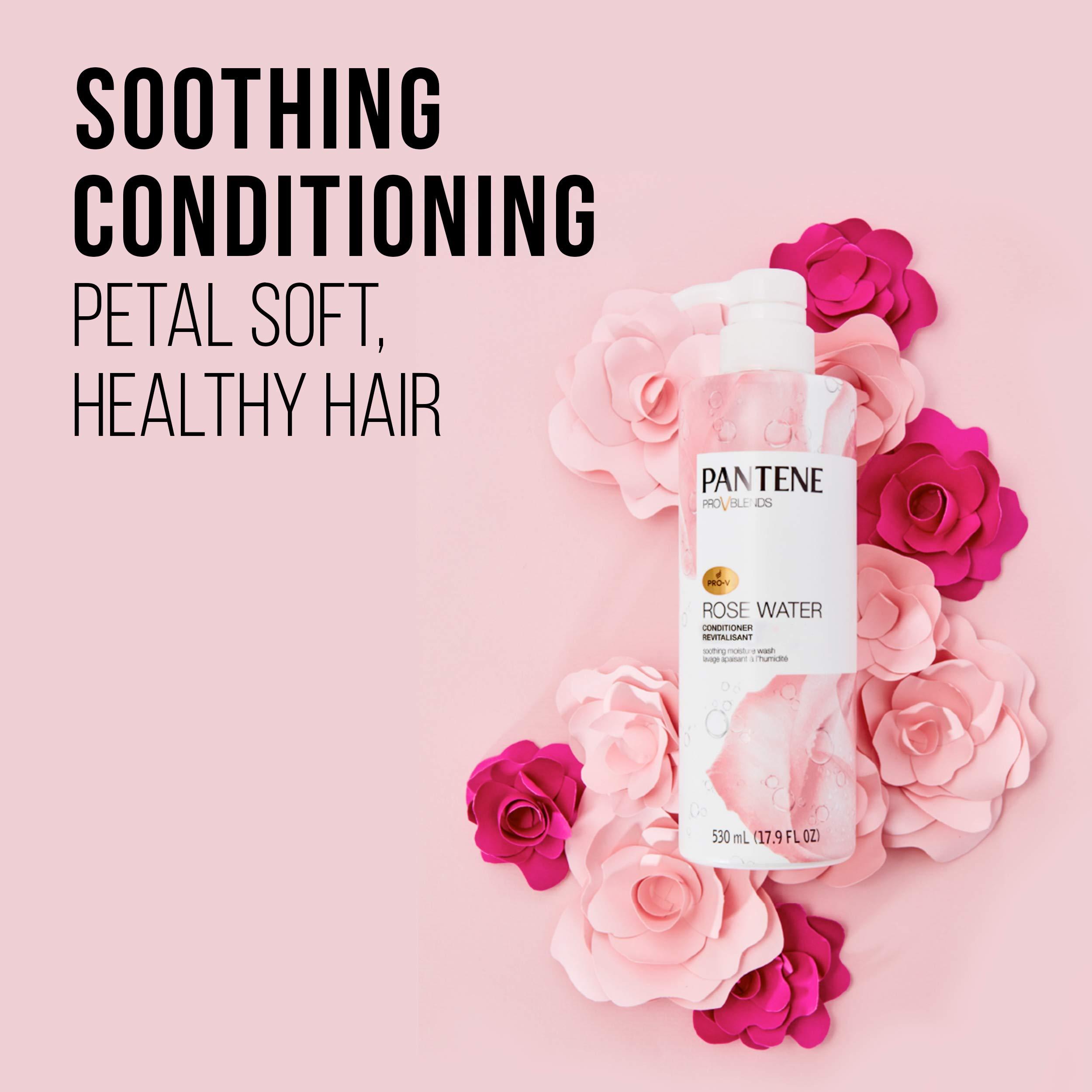 Pantene Pantene Sulfate Free Shampoo and Conditioner Set, Rose Water, Soothing and Moisturizing, Infused with Vitamin B5, for all Hair Types, Safe for Color Treated Hair, Pro-V Blend, 17.9 Fl Oz Each, 2 Pack
