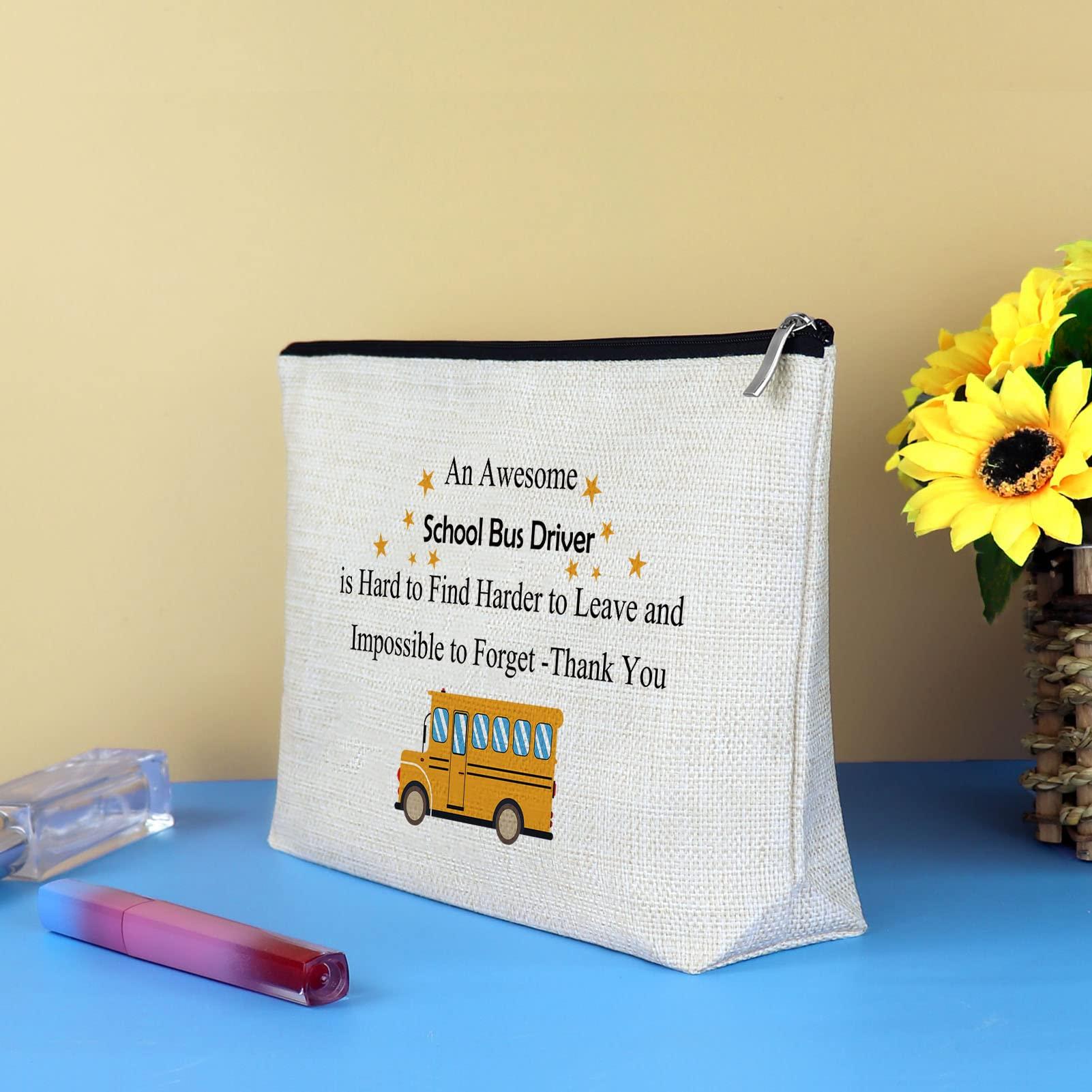 Mikela School Bus Driver Appreciation Gifts Bus Driver Makeup Bag Gifts For Women Thank You Gift for Bus Driver Cosmetic Bag School Bus Driver Christmas Retirement Gift Back to School End Of Term School Gift