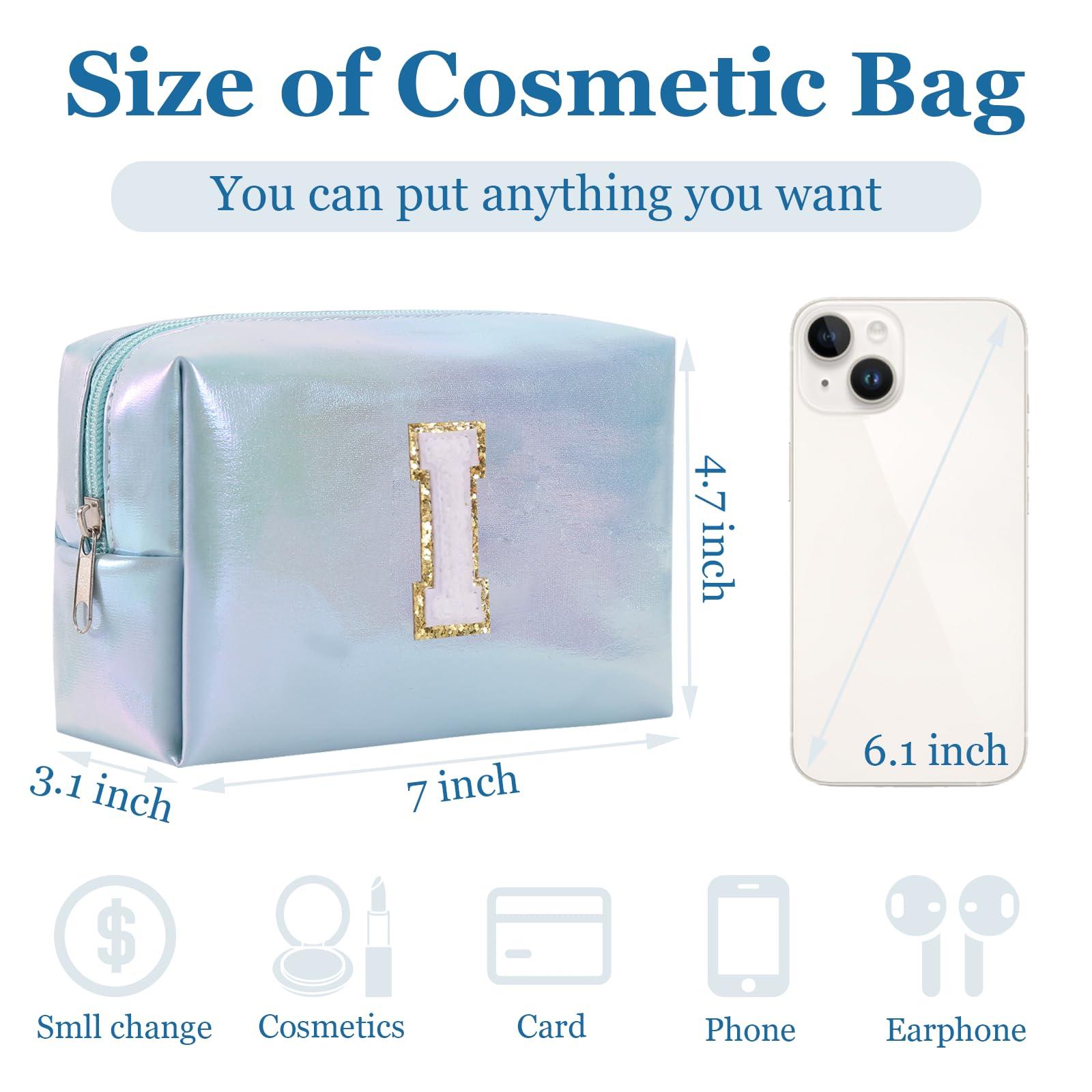 Boletochic Personalized Initial Makeup Bag, Letter Zipper Cosmetic Bag for Womens, Preppy Makeup Bags, Glitter Waterproof Cute Makeup Pouch, Travel Makeup Bags for Mother\'s Day Birthday GiftsLetter I)