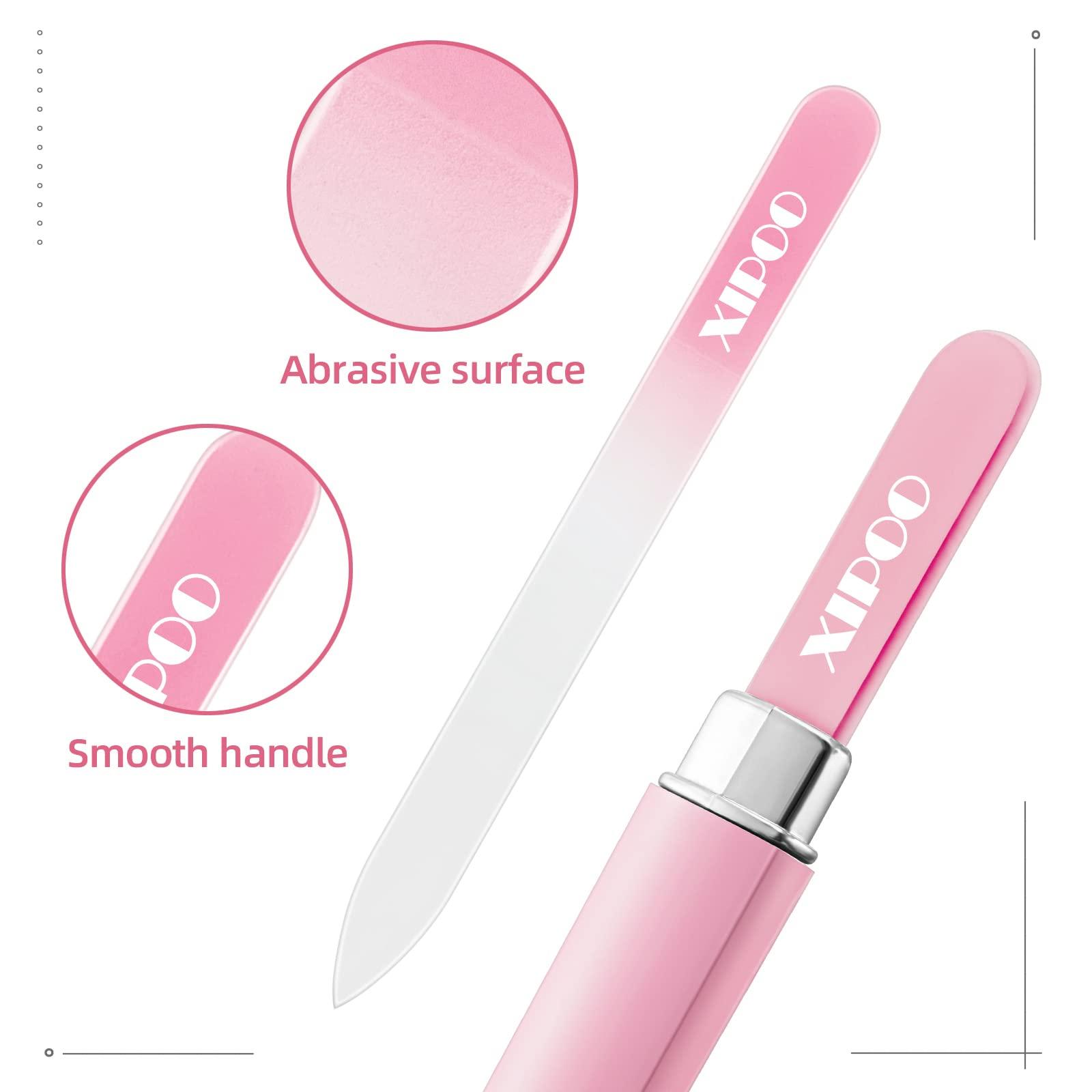 XIPOO Glass Nail File 3 Pack, Nail File, Glass Nail File with Case for Natural Nails with Double Sided 240 Grit, Professional Czech Glass File Stocking Stuffers for Women and Girls, by XIPOO