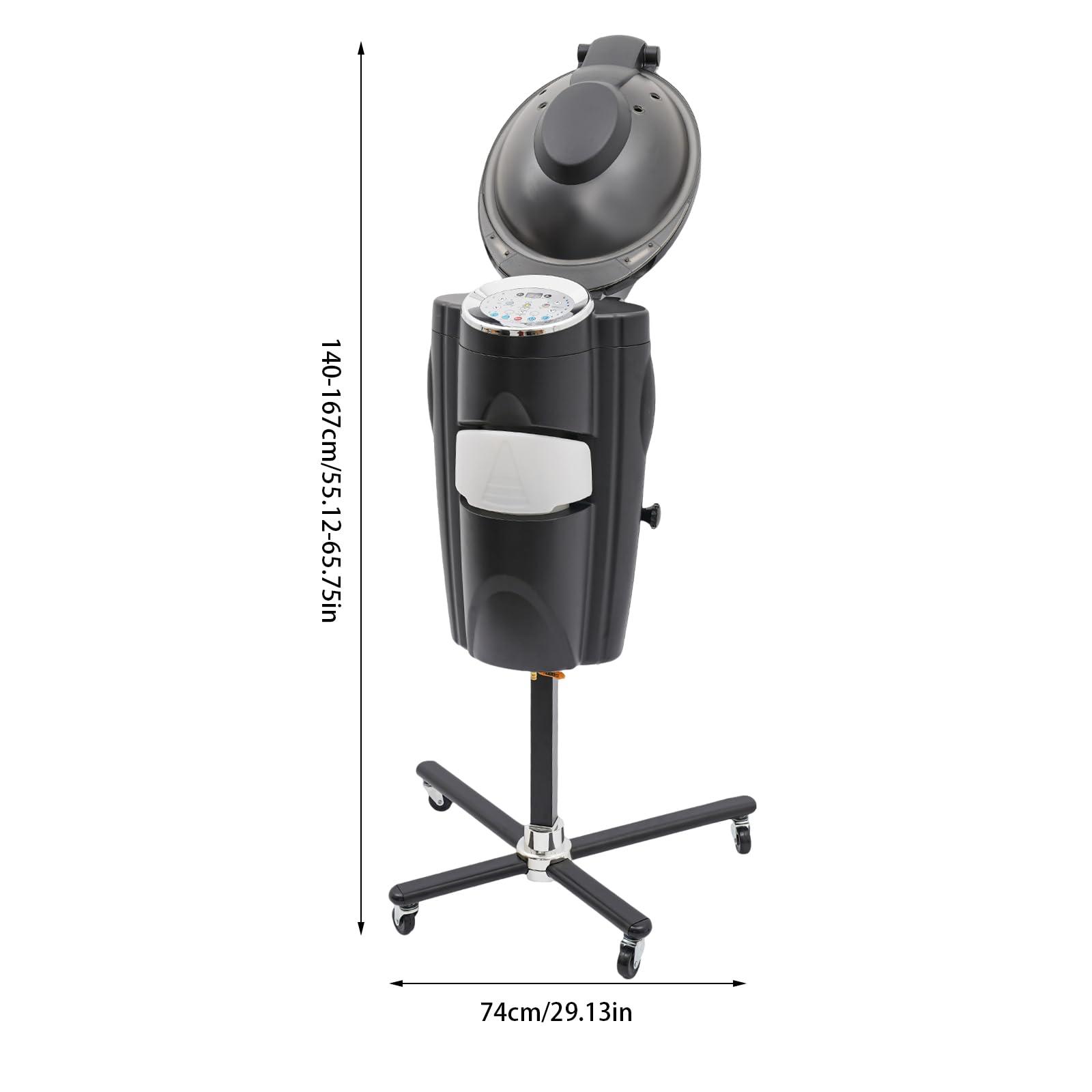 Hilberiazel Salon Hair Steamer, Height-Adjustable Standing Hair Steamer, Professional Hair Steamer, Hair Care Salon, 4 Wheels, for Salon Home Spa, Black