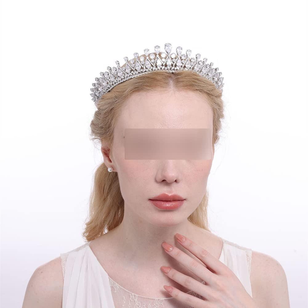 Lllunimon Lllunimon Full Cubic Zirconia Crown for Women,Classic Elegant Bridal Zircon Crowns,Shinny Hair Accessories for Wedding,Pageant, Party