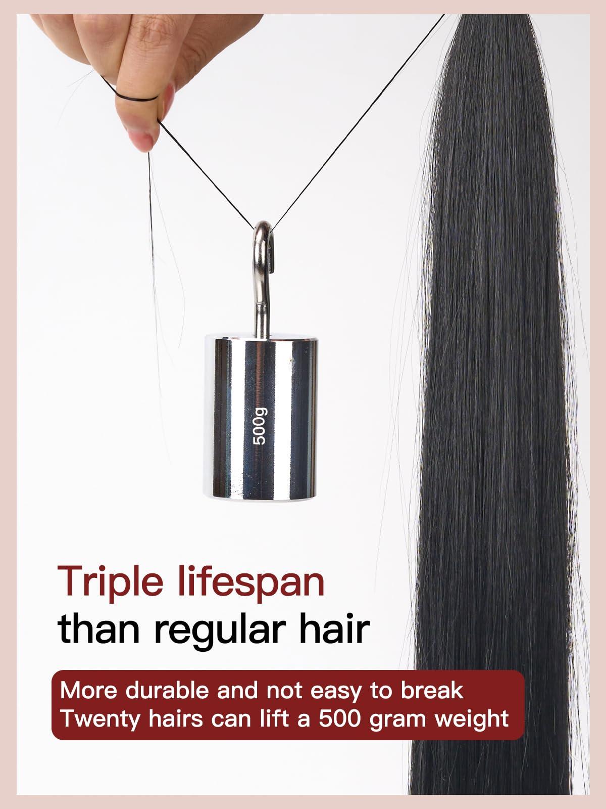 Loveline Loveline Clip In Hair Extensions 22 Inch Human Hair Clip in Real Human Hair Extension for Women Jet Black 120g 7 Pieces Per Set