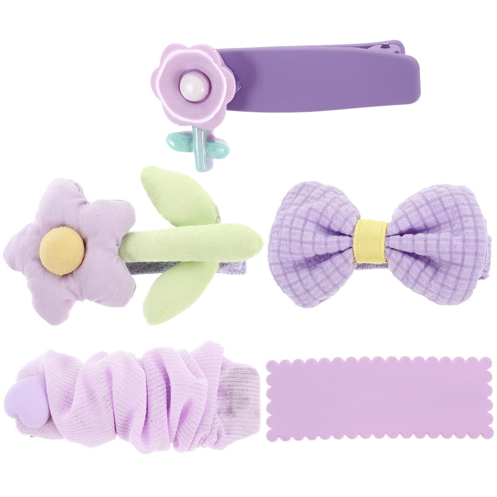 EXCEART EXCEART 5pcs Tulle Butterfly Hair Clip kids hair clips bow hair clips purple flower hair clip suits for kids purple outfits purple suit kid hair clips sweet girl hair accessories plastic