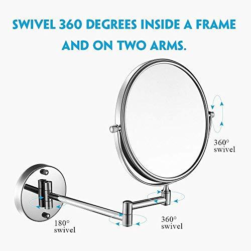 VVQQFGXN VVQQFGXN Wall Mounted Makeup Mirrors Magnifying Extend Sturdy Adjustable Shaving Cosmetic Mirror Bathroom Hotel Vanity Mirrors (Color : 5X, Size : 8inch)