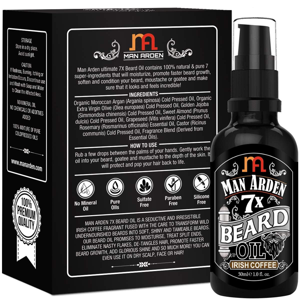 Man Arden Man Arden 7X Beard Oil 30ml (Irish Coffee) - 7 Premium Oils For Beard Growth and Nourishment