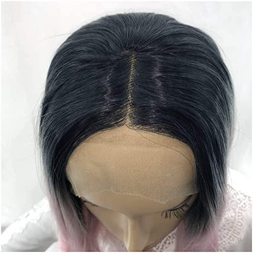 GeRRiT Wigs European and Gradient Pink Wig with Long Straight Hair Naturally Supple Pink Long Straight Hair Synthetic Braided Hair (Color : 10inch)