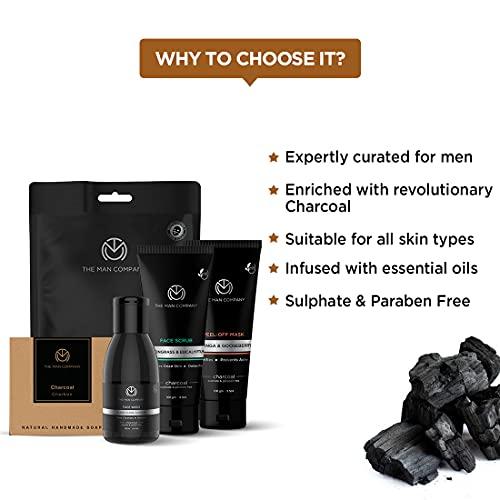 The Man Company The Man Company De Tan Charcoal Facial Kit for Men with Face Wash, Face Scrub, Peel Off Mask, Sheet Mask, Soap for Whitehead & Blackhead Removal, Deep Skin Cleansing & Oil Control | Best Gift Set