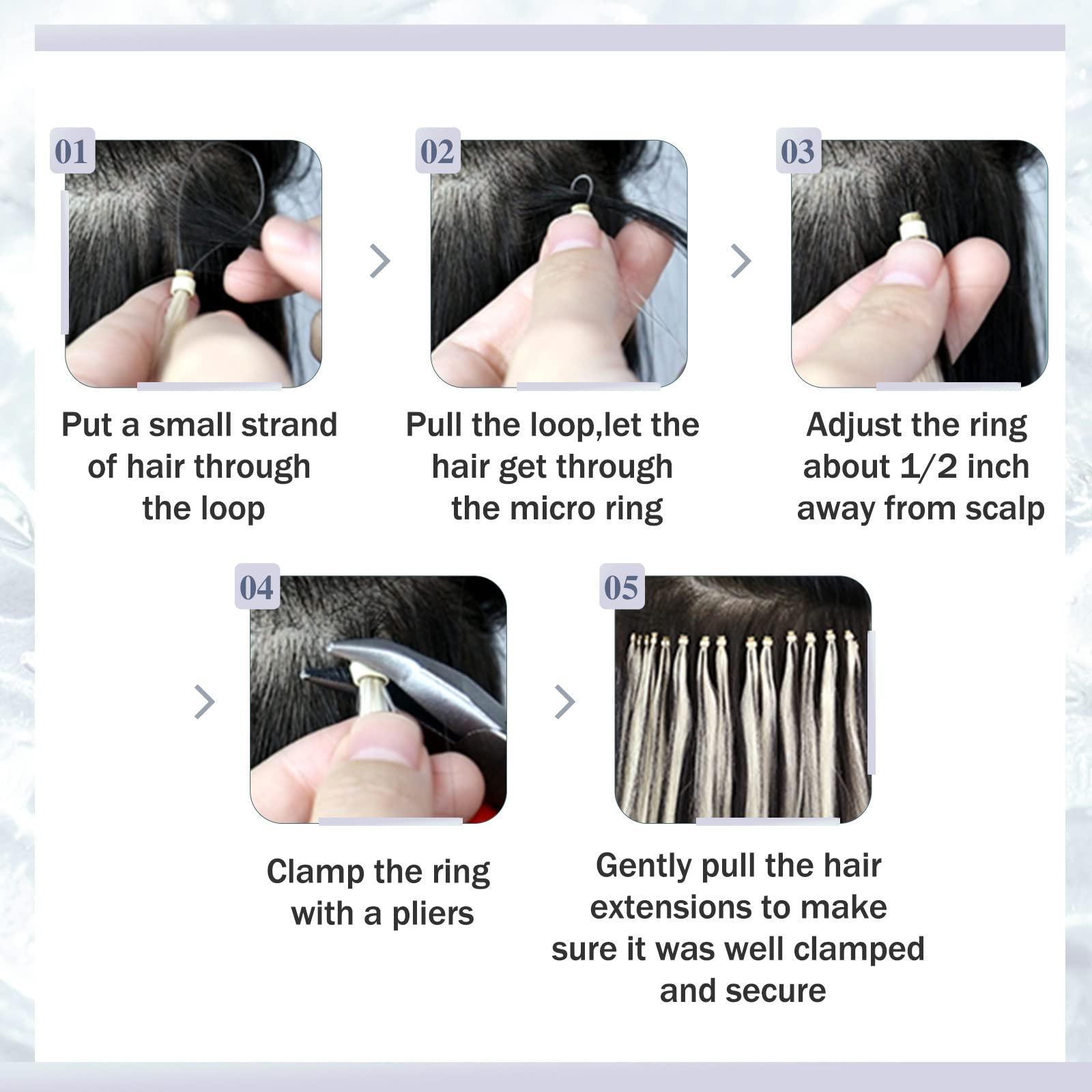 Hetto Hetto Micro Link Hair Extensions Blonde Micro bead Hair Extensions Human Hair Pre Bonded Micro Ring Hair Extensions Remy Hair #17/23 Dirty Blonde Highlight Golden Blonde 12 Inch 40g 50s