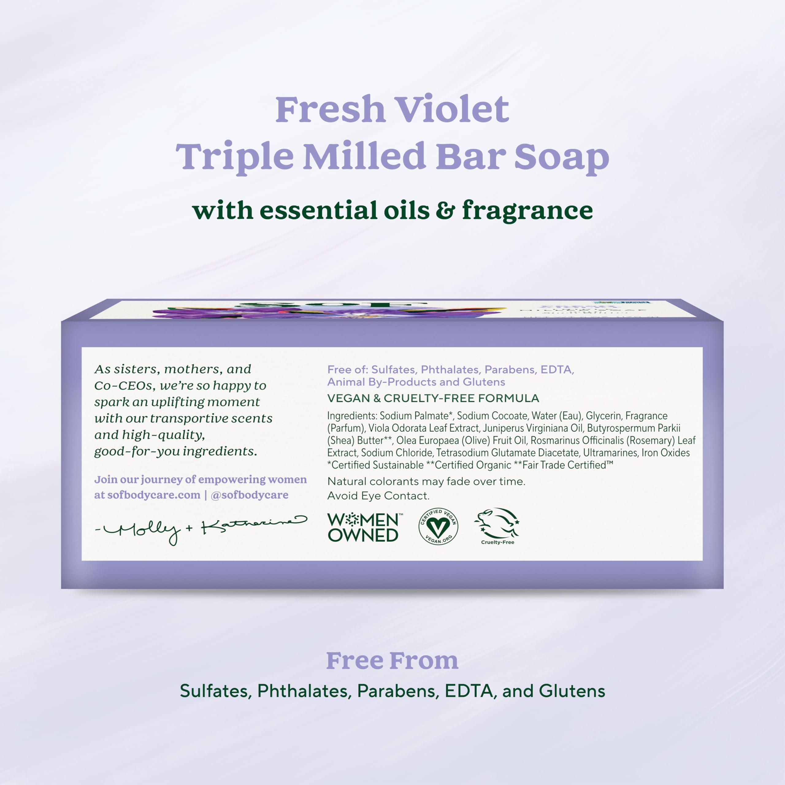 South of France Natural Body Care SoF Triple Milled Bar Soap - With Coconut Oil & Organic Shea Butter- Vegan & Non GMO- Free From Phthalates, Sulfates & Parabens- Fresh Violet- 6 oz Bar 6 Bars