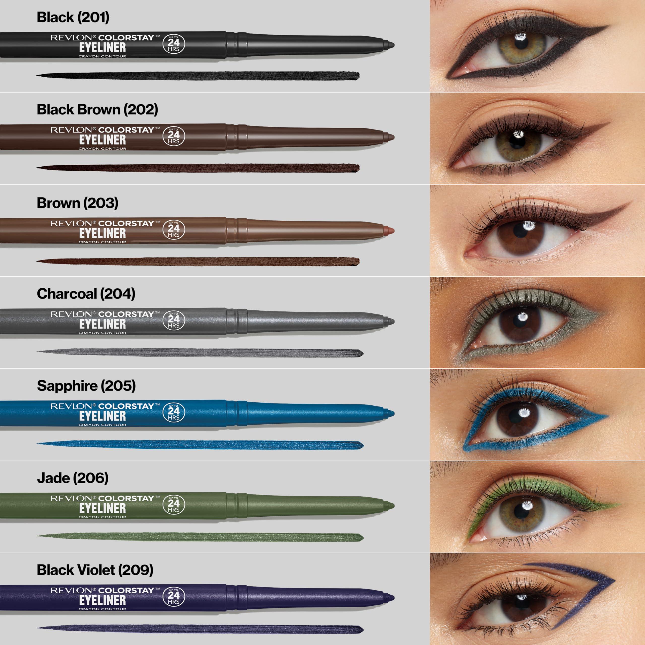 REVLON Revlon ColorStay Pencil Waterproof Eyeliner, Smudge-Proof, Eye Makeup with Built-In Sharpener, Packaging May Vary, 202 Black Brown, 2 pack