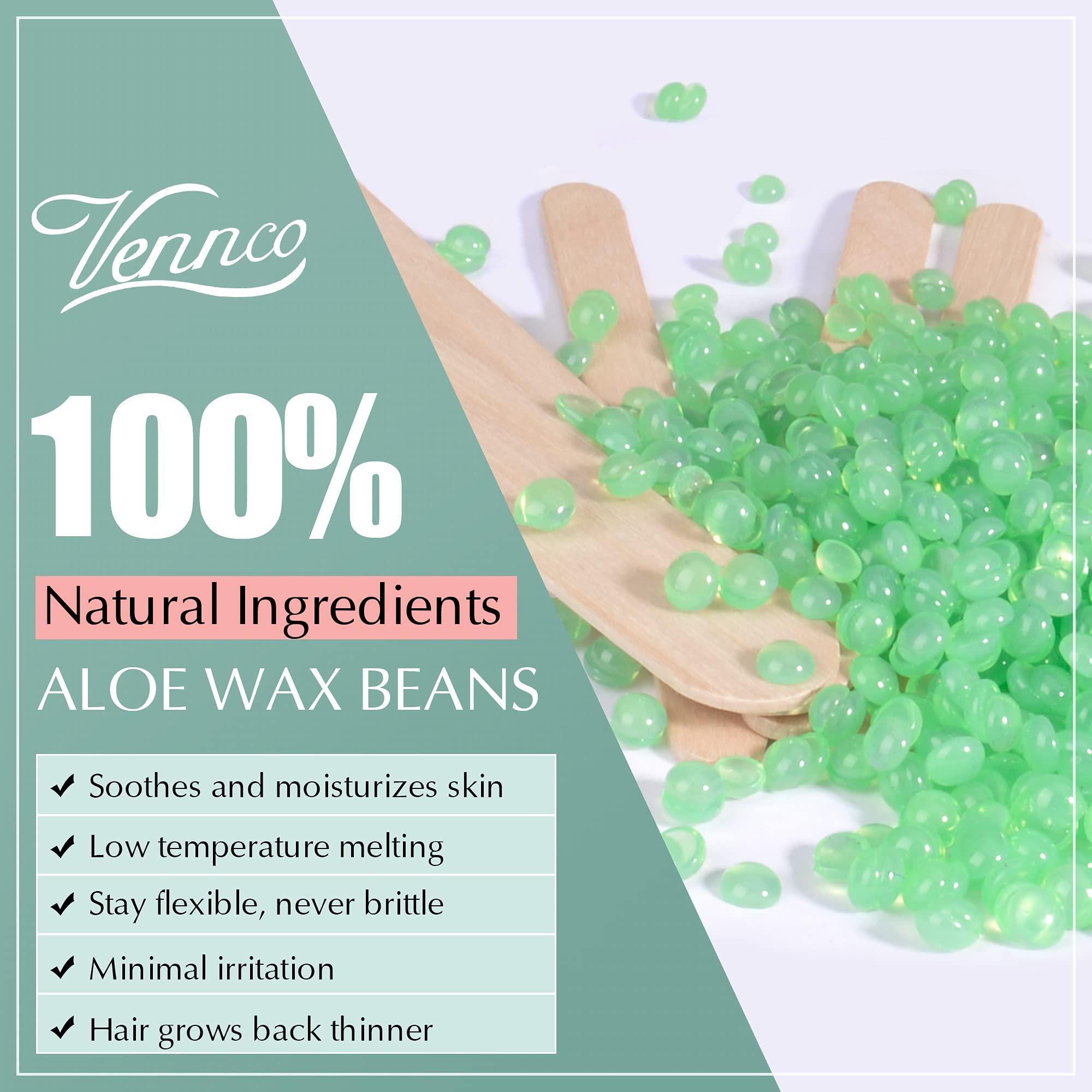 Vennco VENNCO 2.5lb Aloe Wax Beads - Hard Wax Beans for Coarse Hair Removal, Gentle Large Refill for Wax Warmer Kit, At-Home & Professional Smooth Waxing for Sensitive Skin Brazilian Bikini Face Eyebrow Leg