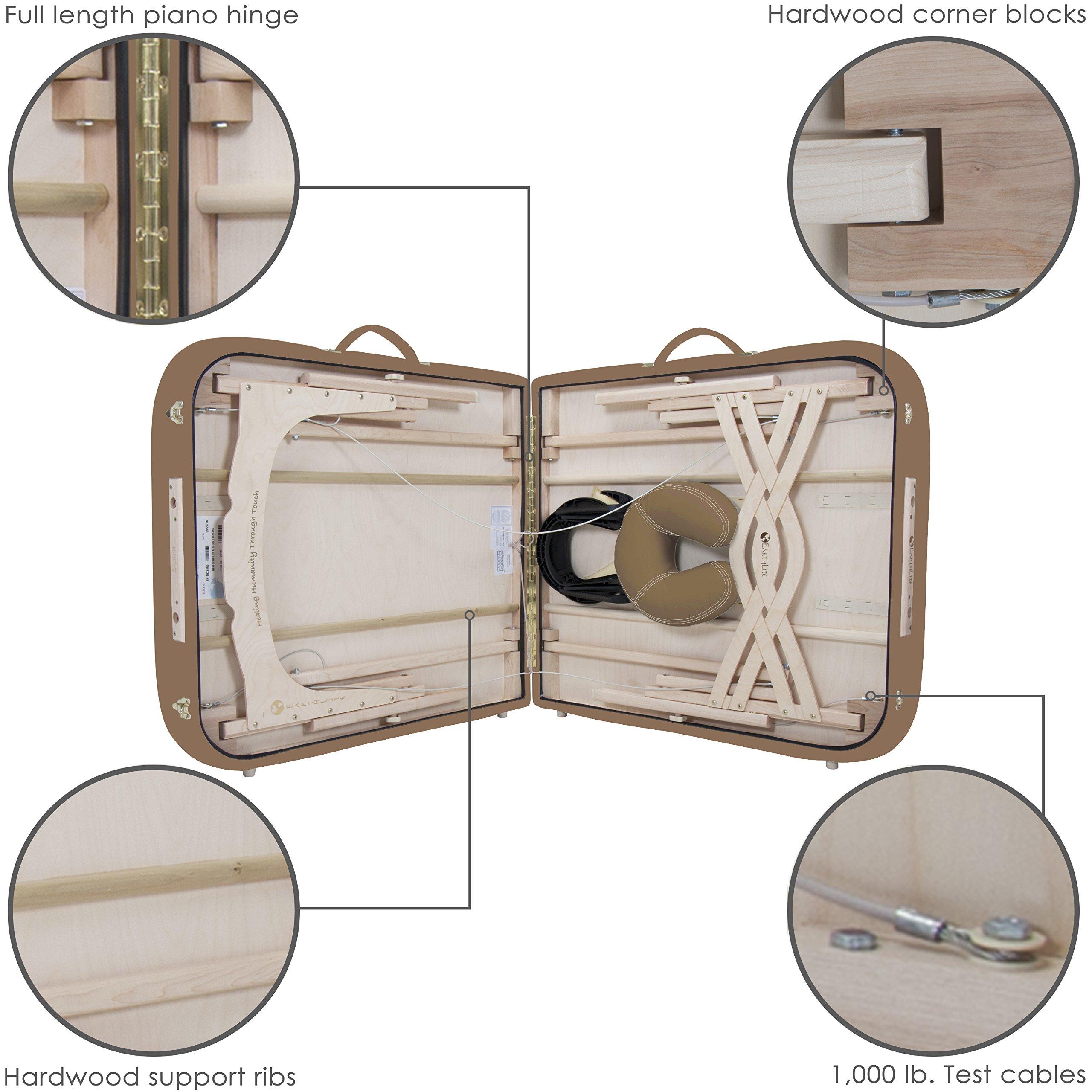 Earthlite EARTHLITE Premium Portable Massage Table Package SPIRIT - Spa-Level Comfort, Deluxe Cushioning incl. Flex-Rest Face Cradle & Strata Face Pillow, Carry Case (30/32 x 73) - Made in USA, Latte