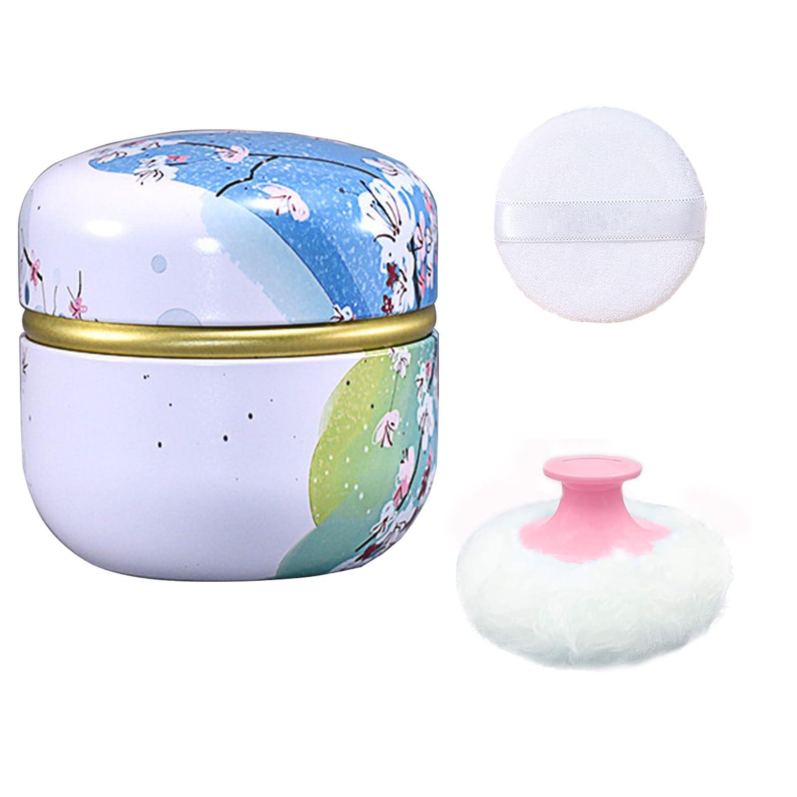 Qopoto Qopoto Body Powder Puff and Container for Dusting Powder, Baby Women Powder Puff and Powder Case for Bath and Travel (Plum Blossom)