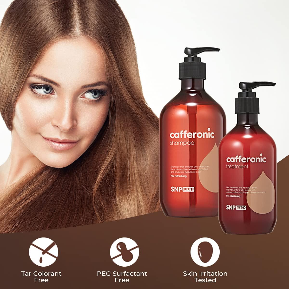 SNP Shining Nature Purity SNP Cafferonic Shampoo and Conditioner Set - with Hyaluronic and Coffee for Moisturizing, Invigorating Scalp, Strength Roots and Volumizing - All Hair Types & Color Treated Hair, Men and Women (500mL/