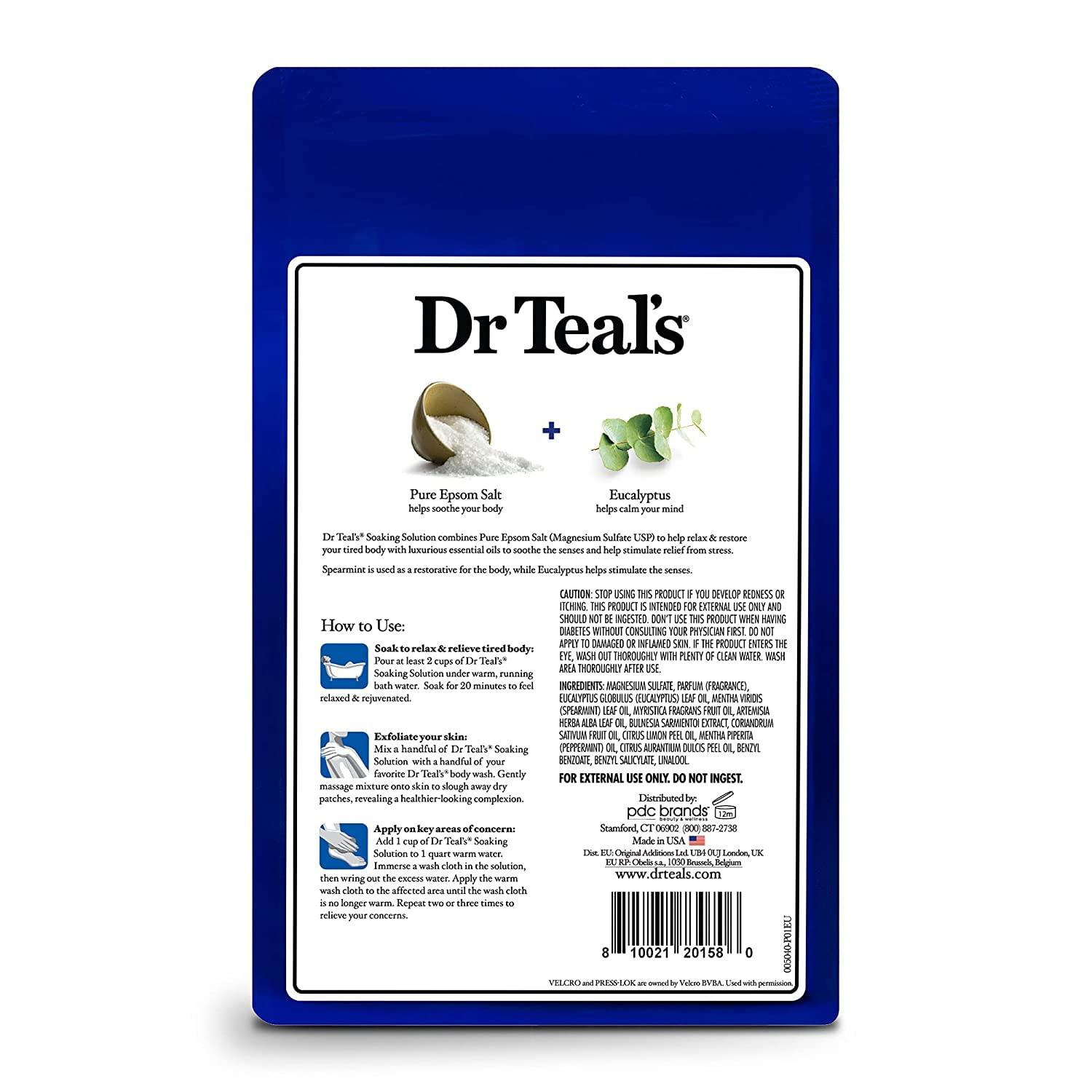 Dr Teal's Dr. Teal's Pure Epsom Salt Soaking Solution Gift Set (3 Pack, 3lbs ea.) - Soothe & Sleep Lavender, Relax & Relief Eucalyptus with Spearmint, Wellness Therapy with Rosemary & Mint