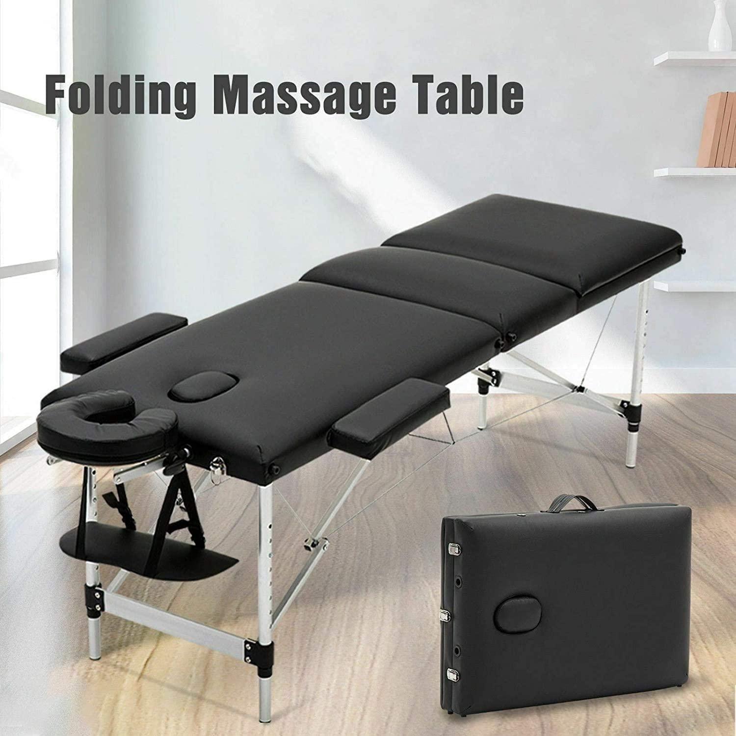 SMSOM SMSOM Portable Massage Table Therapy Bed with Height Adjustable Aluminium Legs, SPA Bed, PU Leather, Suitable for Therapy, Tattoo, Salon, Facial Treatment