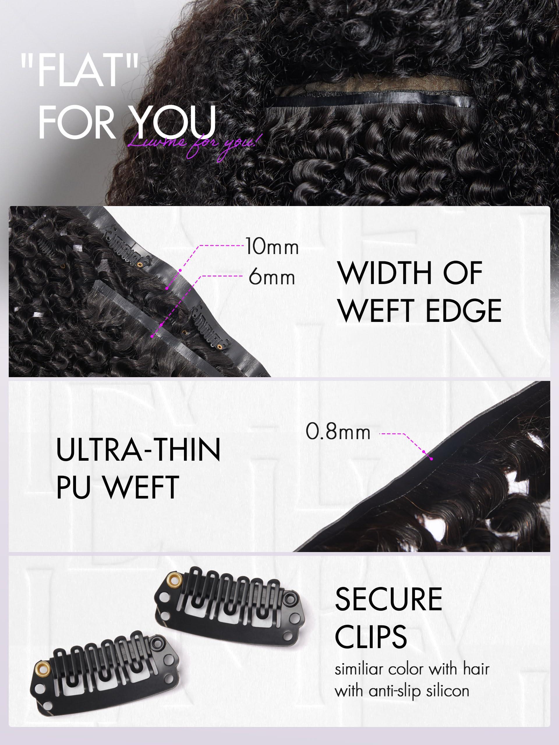 LUVME HAIR LUVME HAIR Curly Clip in Hair Extensions Fullness with 1 Pack, 16inch 135g 9pcs Natural Black Kinky Curly Human Hair Clip ins for Women