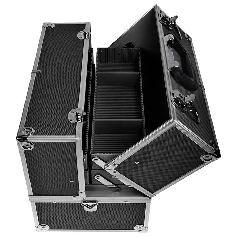 SHANY SHANY Essential Pro Makeup Train Case Cosmetic Box Portable Makeup Case Cosmetics Beauty Organizer Jewelry storage with Locks, Multi Compartments Makeup Box and Shoulder Strap - Jet black