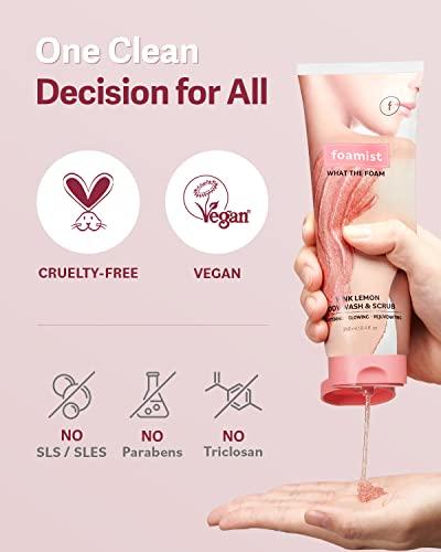 FOAMIST FOAMIST 100% Clean Vegan Exfoliating Pink Lemon + Grain Daily Body Scrub Perfect Holiday Gift for Brightening, Glowing, Rejuvenating skin silky effect 8.4 fl oz