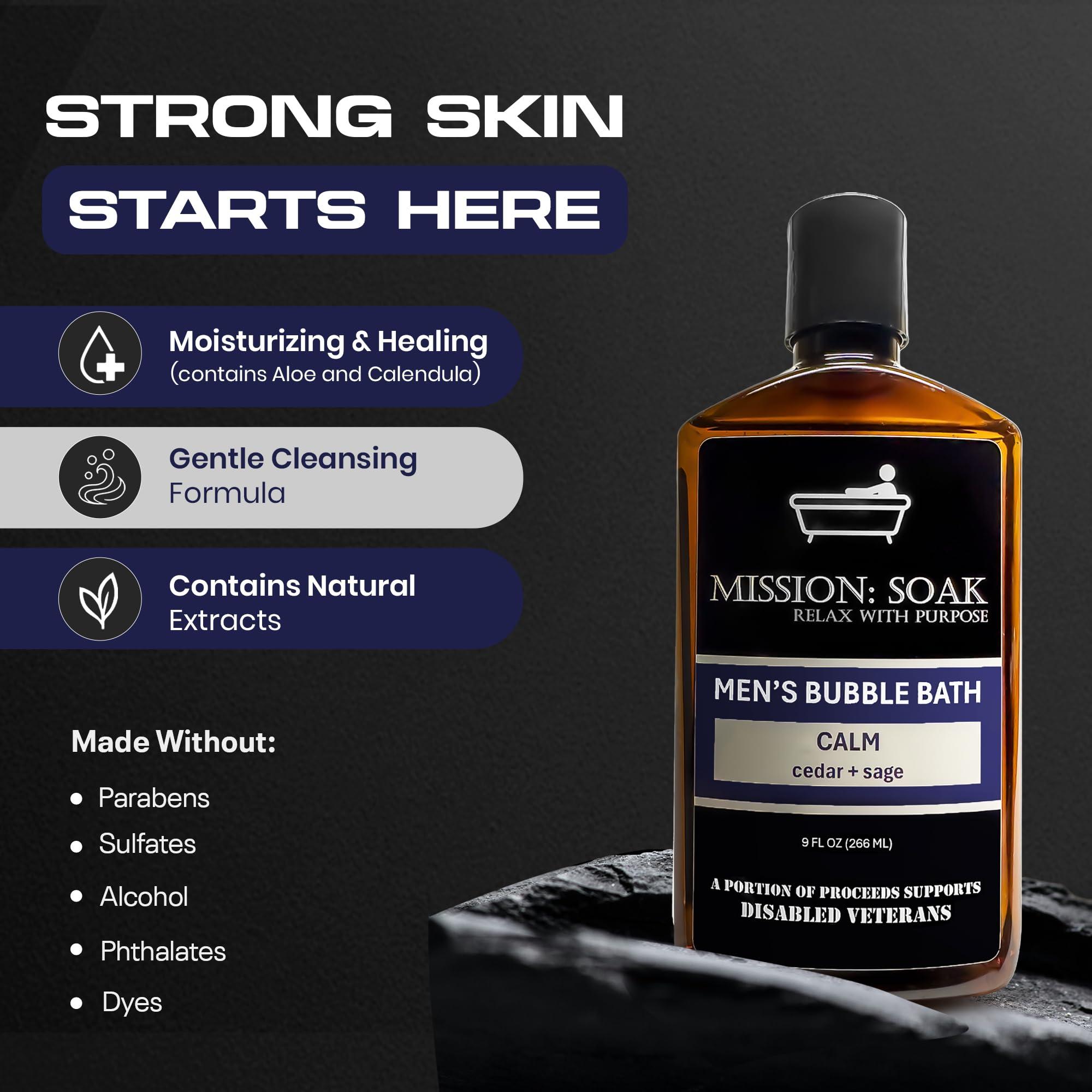 Mission: Soak Mission: Soak Men's Luxury Bubble Bath, Body Soak - Multiple Scents Available - 9 fl oz (Calm (Cedar + Sage))