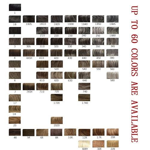 Curve Hair Thin Skin Men's Toupee Real Human Hair Pieces for Men 0.1-0.12mm Medium PU Durable Mens Hair System Full Poly Hair Replacement for Men PAPY (8"x10", 2 Darkest Brown-90% Light Density)