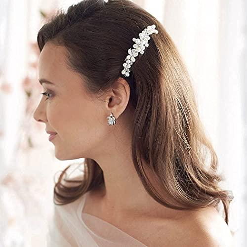 EVILD Evild Bridal Pearl Hair Comb Silver Rhinestone Bride Headdress Wedding Hair Clips Headpieces Pearls Bride Hair Accessories for Bride and Bridesmaids