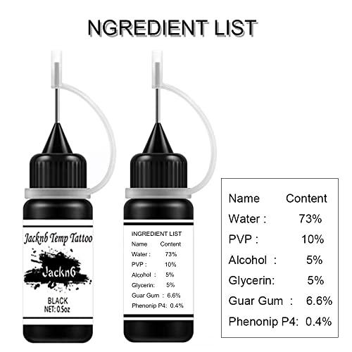 Jacknb Jacknb Temporary Tattoo Kit Jagua Gel Semi Permanent Tattoo Freehand Ink 4 Bottles (2oz) DIY Tattoos Fake Freckles Body Art Paint Kits 40 Pcs Free Tattoos Stencils (Black/Red/Purple/Brown)