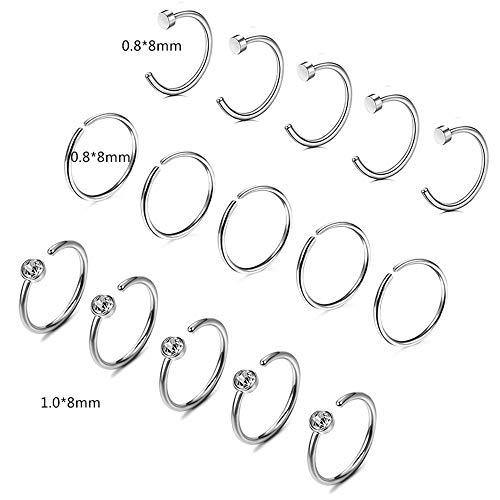 Autdor Piercing Kit - Autdor 34Pcs Professional Ear Nose Piercing Kit Includes Piercing Jewelry Piercing Needles 18G 20G Piercing Clamps Nose Ring Nose Nail Ear Ring Studs Body Piercing Hoops