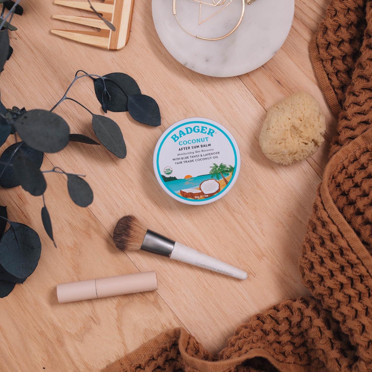 Badger Badger Coconut After Sun Balm with Organic Cocoa Butter & Shea Butter, Rescue Balm, Soothing & Cooling Balm for Tight Dry Skin After Sun Exposure, 2 oz (2 Pack)