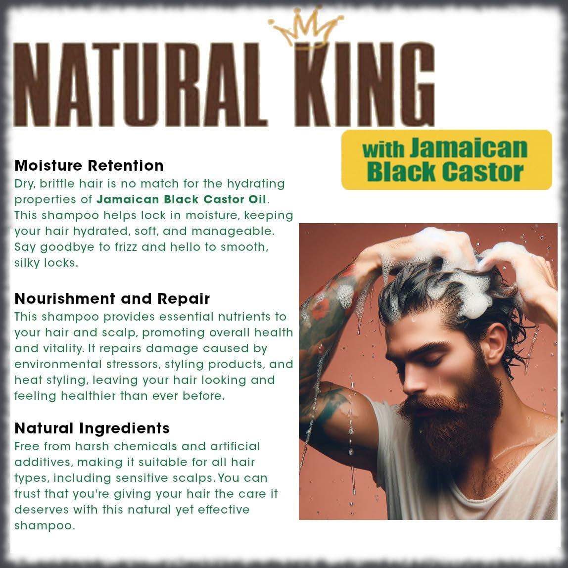 SFC Natural King Jamaican Black Castor Oil Shampoo for Men 33.8 oz. - Men\'s Cleansing Shampoo that Thickens Hair, Strengthens Hair and Boosts Growth