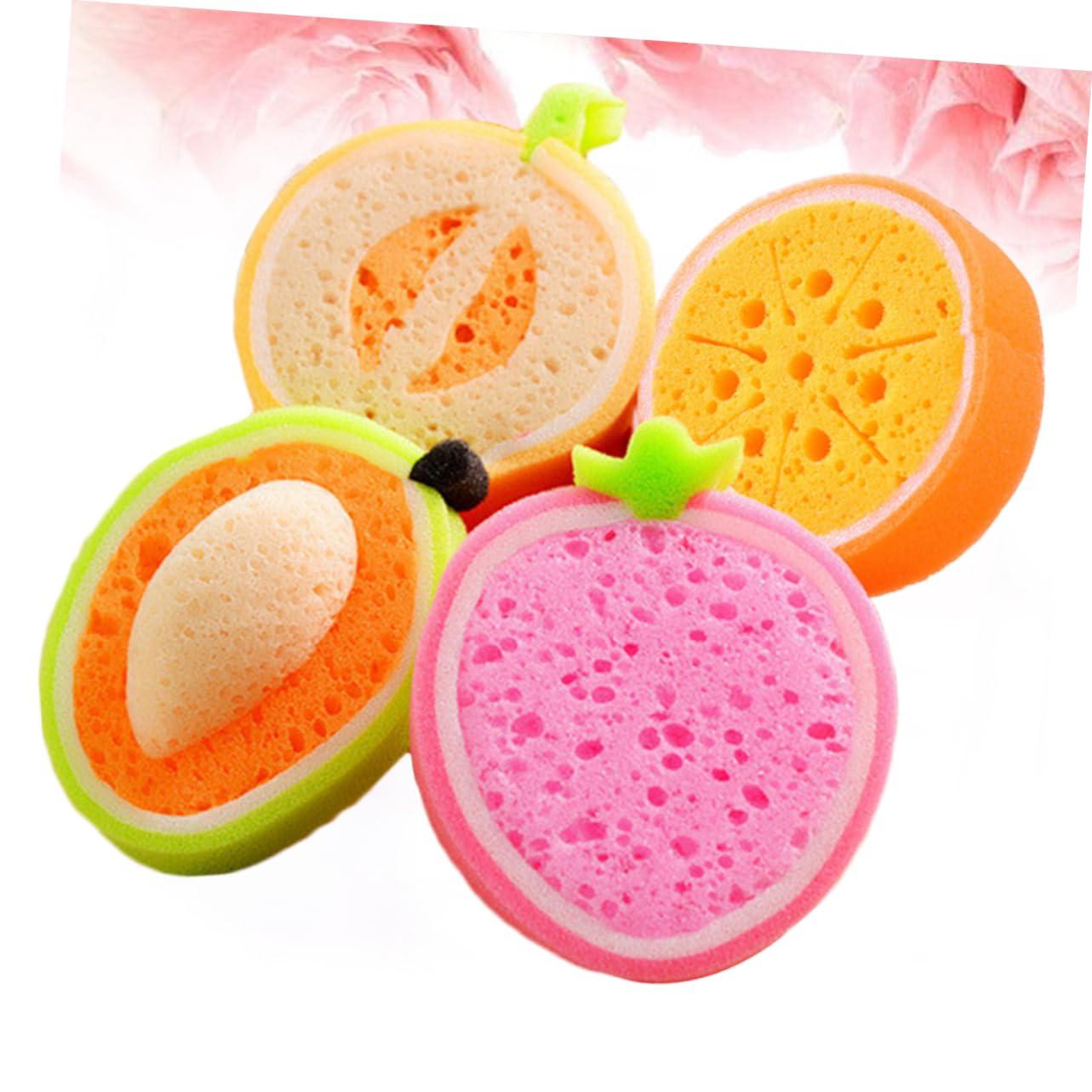 Healeved Healeved Fruits Bath Sponges Set 4 Pieces Baby Sponge Bath Gentle Scrub for Toddlers Random Style